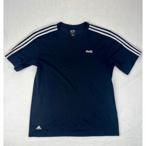 Adidas ClimaLite Coca Cola Black 3 Stripe Athletic Tee Shirt Men's XL